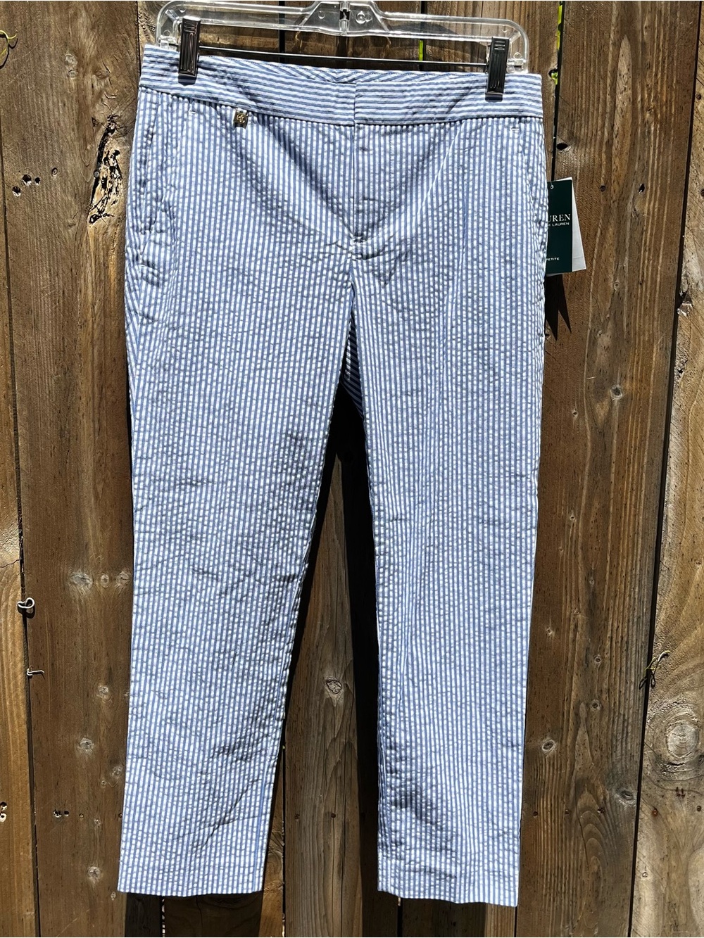 Brand New Lauren Ralph Lauren Blue and White Striped Petite Pants